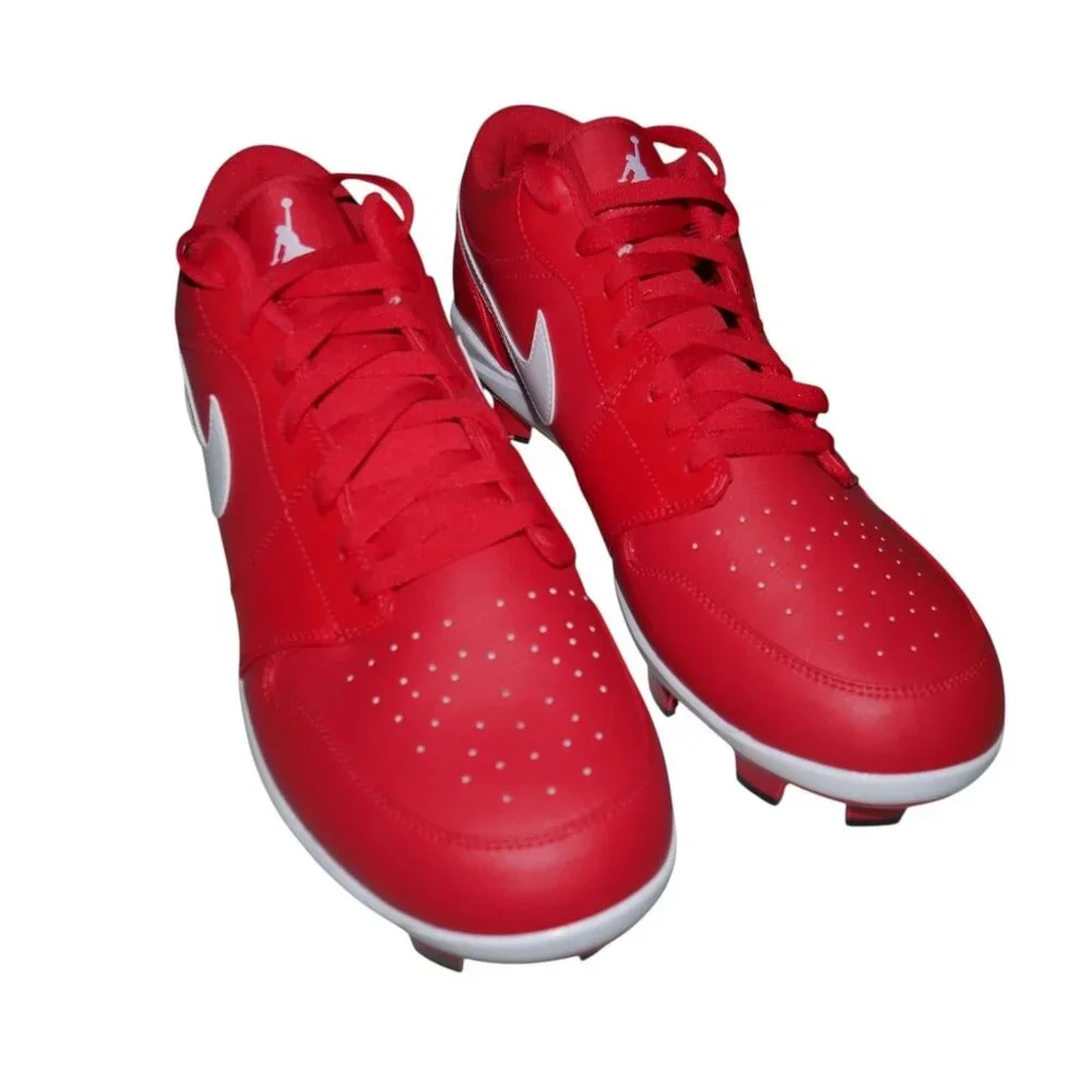 Nike Air Jordan 1 Retro Low Baseball Cleats Mens size 15  Varsity Red White New!